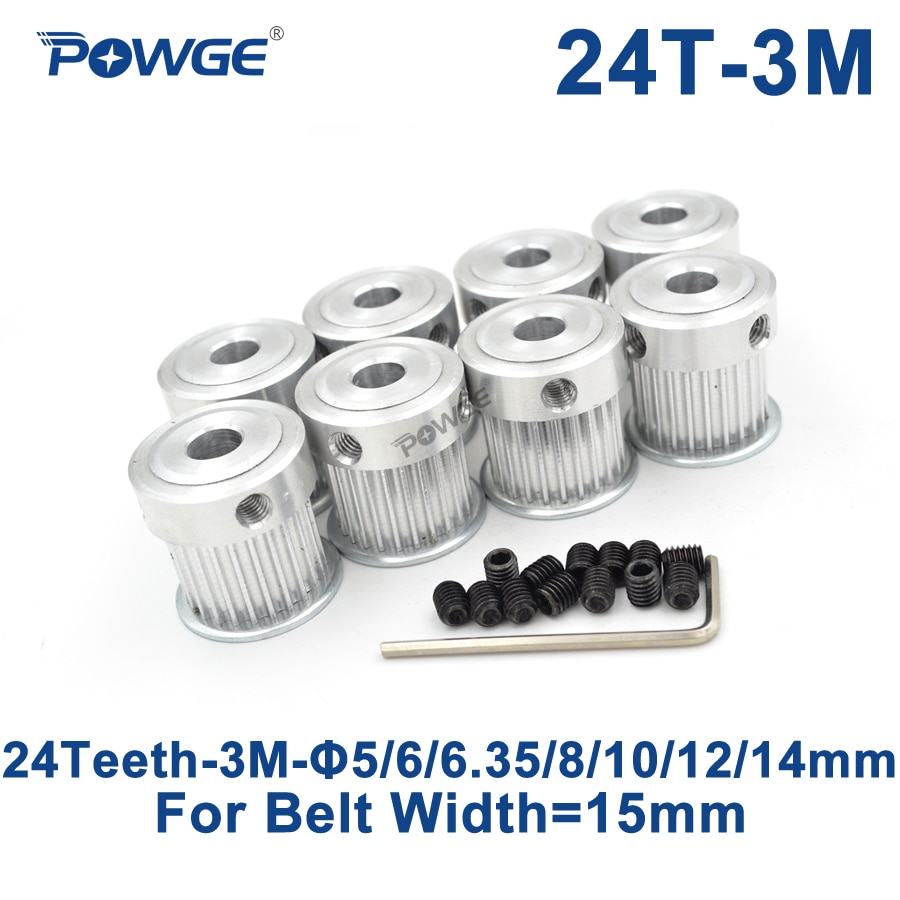 POWGE 8pcs 24 Teeth HTD 3M  Ǯ  5/6/6.35/8/10/12/14mm  15mm 3M Ÿ̹ Ʈ HTD3M  24 Teeth 24 T